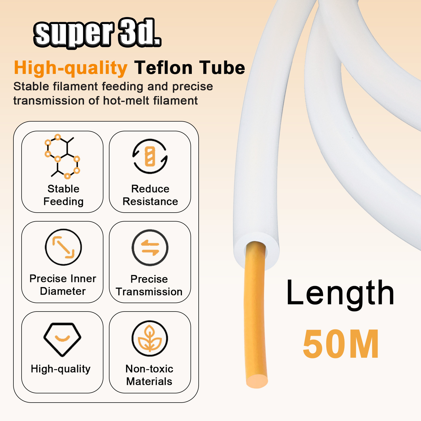 1/2/50M Bambu Lab PTFE Tube ID - Direct Drive Extruder 评论和价格