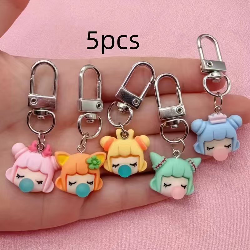 5pcs resin girl keychain, suit - Resin 评论和价格
