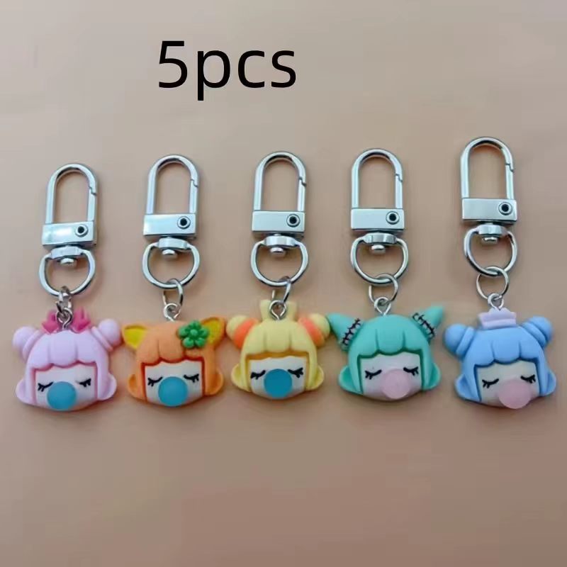 5pcs resin girl keychain, suit - Resin 评论和价格