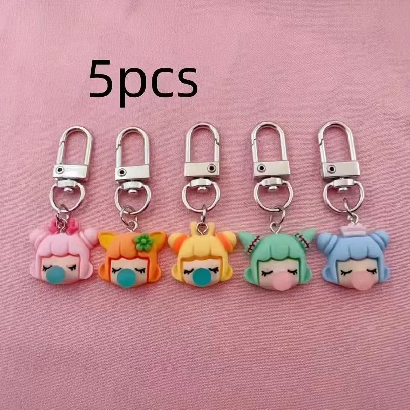 5pcs resin girl keychain, suit - Resin 评论和价格