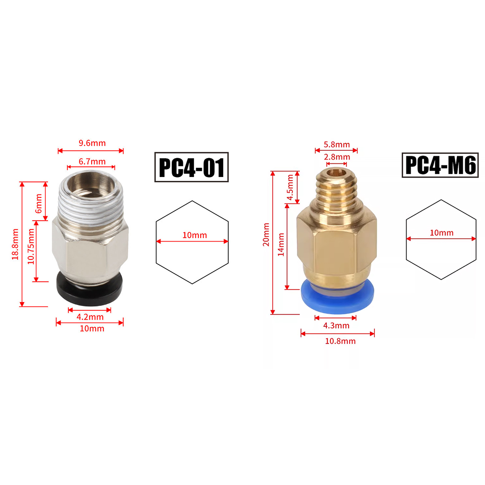 10Pcs/Lot PC4-M6 PC4-01 Quick  - Bowden Tube 评论和价格